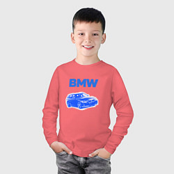 Лонгслив хлопковый детский Blue bmw, цвет: коралловый — фото 2