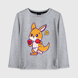 Лонгслив хлопковый детский Кенгуру боксирует, цвет: меланж