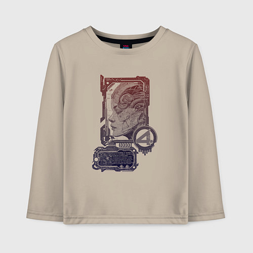 Детский лонгслив Биокиборг в профиль / Миндальный – фото 1