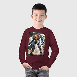Лонгслив хлопковый детский Девушка управляет огромным мехом, цвет: меланж-бордовый — фото 2