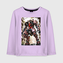 Лонгслив хлопковый детский Девушка управляет огромным мехом, цвет: лаванда