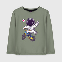 Лонгслив хлопковый детский Космонавт на велике, цвет: авокадо