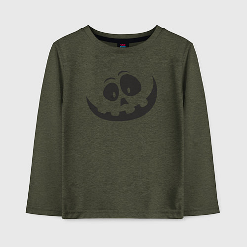 Детский лонгслив Halloween smile / Меланж-хаки – фото 1