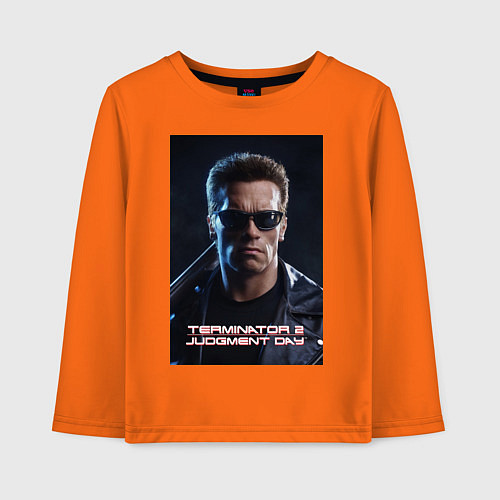 Детский лонгслив Арнольд - терминатор / Оранжевый – фото 1