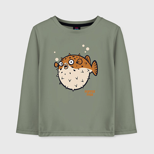 Детский лонгслив Рыбка фугу / Авокадо – фото 1