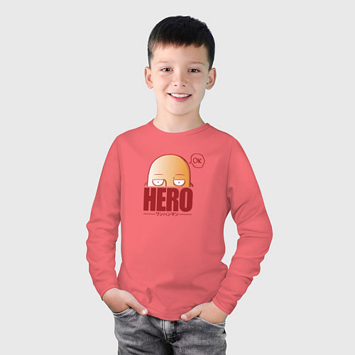 Детский лонгслив Ванпанч герой hero / Коралловый – фото 3