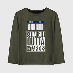 Лонгслив хлопковый детский Прямо из Тардиса, цвет: меланж-хаки