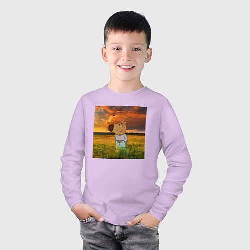 Детский лонгслив Чисто чилловый парень / Лаванда – фото 3