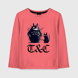 Лонгслив хлопковый детский Totoro and black cat - anime, цвет: коралловый