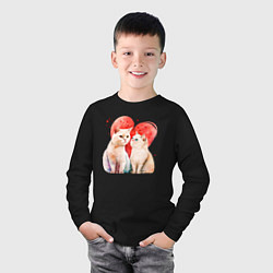 Лонгслив хлопковый детский Любовь кошачья, цвет: черный — фото 2