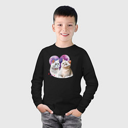Лонгслив хлопковый детский Хвостатая любовь, цвет: черный — фото 2