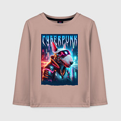 Лонгслив хлопковый детский Dude bull terrier - cyberpunk, цвет: пыльно-розовый