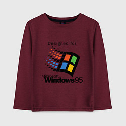 Лонгслив хлопковый детский Предназначен для windows 95, цвет: меланж-бордовый