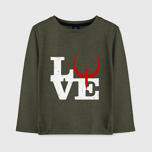 Детский лонгслив Люблю quake / Меланж-хаки – фото 1