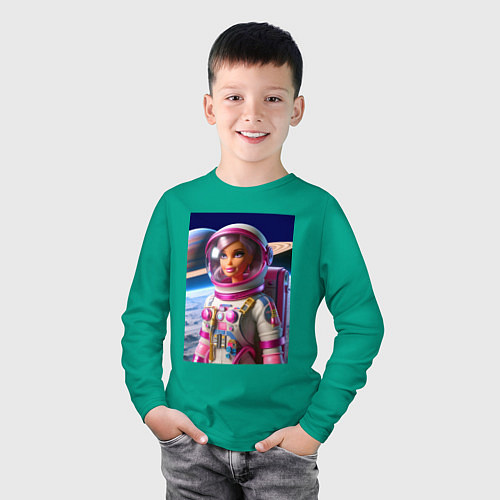 Детский лонгслив Барби - крутой космонавт / Зеленый – фото 3