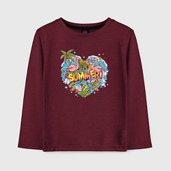 Лонгслив хлопковый детский Яркое лето, цвет: меланж-бордовый