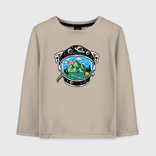 Детский лонгслив Space camp / Миндальный – фото 1