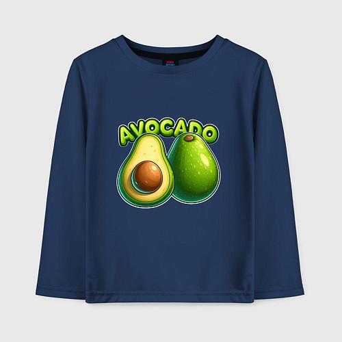 Детский лонгслив Авокадо с надписью / Тёмно-синий – фото 1