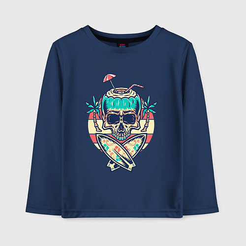 Детский лонгслив Skull summer / Тёмно-синий – фото 1