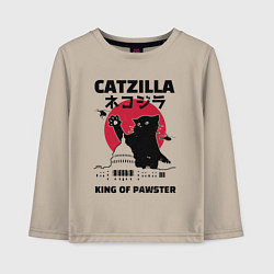 Лонгслив хлопковый детский Котзилла, цвет: миндальный