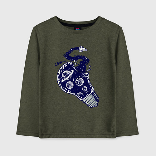 Детский лонгслив Космическая лампочка / Меланж-хаки – фото 1