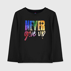 Лонгслив хлопковый детский Never give up, цвет: черный