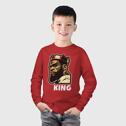 Лонгслив хлопковый детский Король Леброн Джеймс, цвет: красный — фото 2