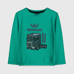Лонгслив хлопковый детский Скания truck driver, цвет: зеленый