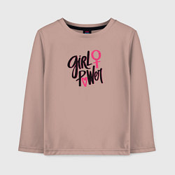 Лонгслив хлопковый детский Girl power black and pink, цвет: пыльно-розовый