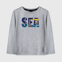 Лонгслив хлопковый детский Парусник на морских волнах, цвет: меланж