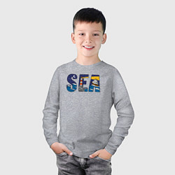 Лонгслив хлопковый детский Парусник на морских волнах, цвет: меланж — фото 2