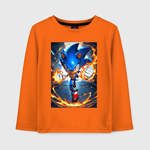 Детский лонгслив Соник огненные кулаки / Оранжевый – фото 1