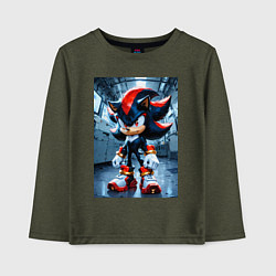 Лонгслив хлопковый детский Ежик Шедоу в коридоре, цвет: меланж-хаки