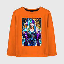 Лонгслив хлопковый детский Девушка поп идол, цвет: оранжевый