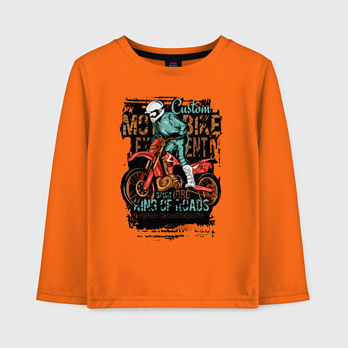 Детский лонгслив Кроссовый мотоцикл / Оранжевый – фото 1