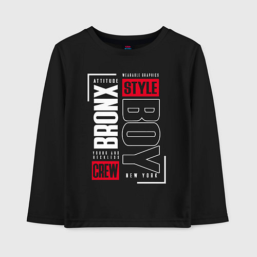 Детский лонгслив Bronx style / Черный – фото 1