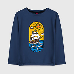 Лонгслив хлопковый детский Sunny ship, цвет: тёмно-синий