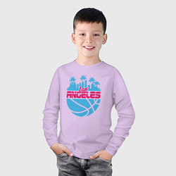 Лонгслив хлопковый детский Lakers city, цвет: лаванда — фото 2