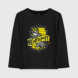 Лонгслив хлопковый детский Hufflepuff emblem, цвет: черный