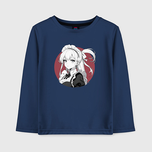 Детский лонгслив Ретро горничная служанка / Тёмно-синий – фото 1