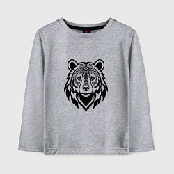 Лонгслив хлопковый детский Голова медведя с этническим орнаментом, цвет: меланж