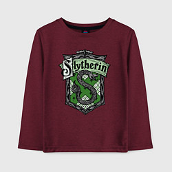 Лонгслив хлопковый детский Slytherin emblem, цвет: меланж-бордовый