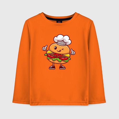 Детский лонгслив Повар бургер / Оранжевый – фото 1