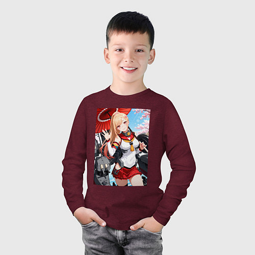 Детский лонгслив Марин Китагава косплей Azur Lane / Меланж-бордовый – фото 3