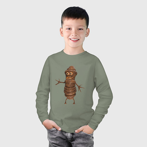 Детский лонгслив Сartoon worm character brown / Авокадо – фото 3