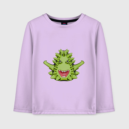Детский лонгслив Cartoon monster with spikes green / Лаванда – фото 1