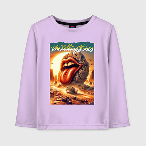 Детский лонгслив Rolling Stones - stylization of the logo / Лаванда – фото 1