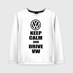 Лонгслив хлопковый детский Keep Calm & Drive VW, цвет: белый