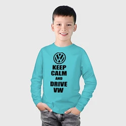 Лонгслив хлопковый детский Keep Calm & Drive VW, цвет: бирюзовый — фото 2