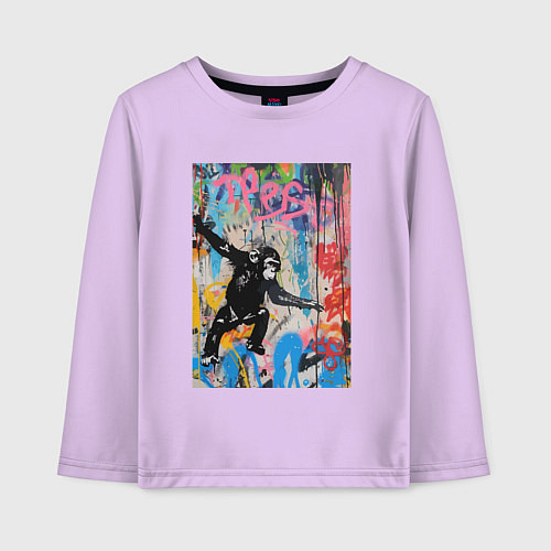 Детский лонгслив Monkey graffiti / Лаванда – фото 1